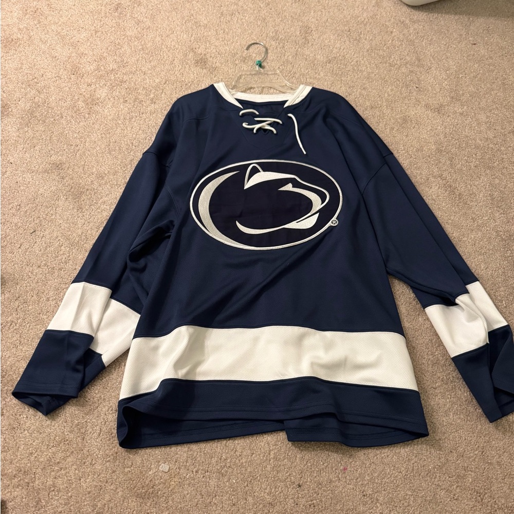 Navy and White Hockey Jersey